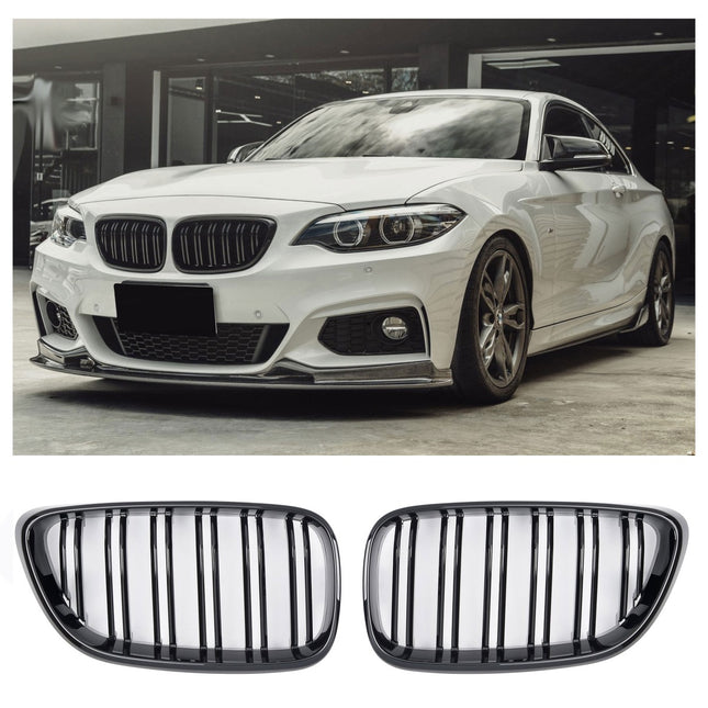 Griglia anteriore doppia barra nero lucido BMW Serie 2 F22 coupe F23 cabriolet F87 M2