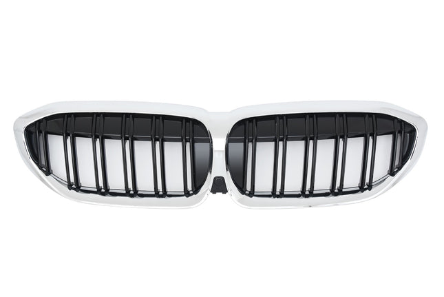 Griglia anteriore doppia barra nero lucido cornice cromata BMW Serie 3 G20 G21 pre-LCI 2019-2022