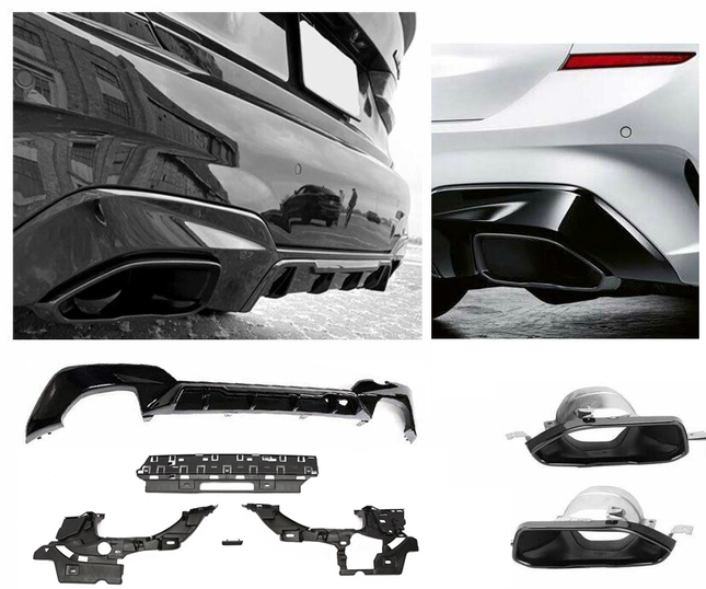 Diffusore con Terminali Neri per BMW Serie 3 G20 / G21 M340i 2019-2022