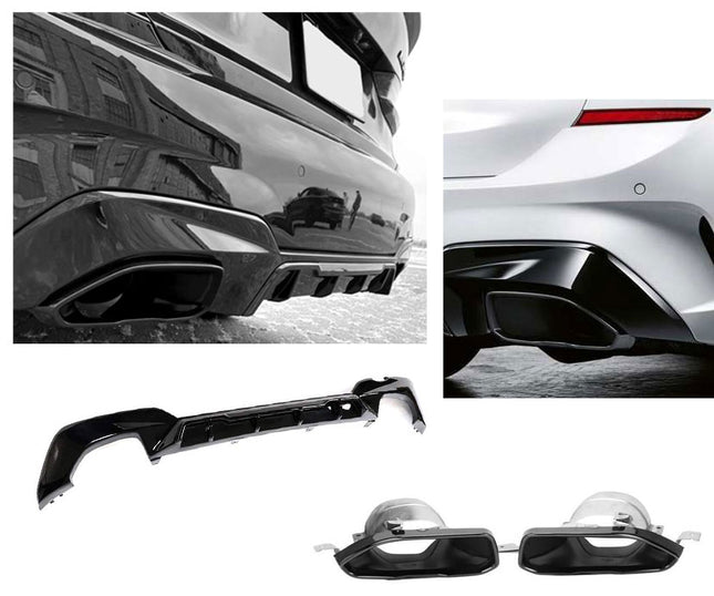 Diffusore con Terminali Neri per BMW Serie 3 G20 / G21 M340i 2019-2022 - foto 2