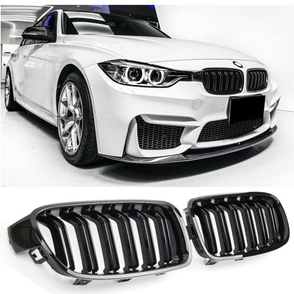 Griglia anteriore doppia barra nero lucido BMW Serie 3 F30 berlina F31 touring 2012-2018