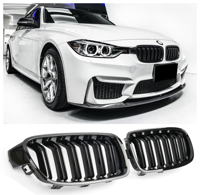 Griglia anteriore doppia barra nero lucido BMW Serie 3 F30 berlina F31 touring 2012-2018