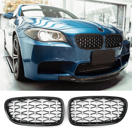 Griglia Anteriore BMW Serie 5 F10 F11 Diamante Nero Lucido Gocce Cromate