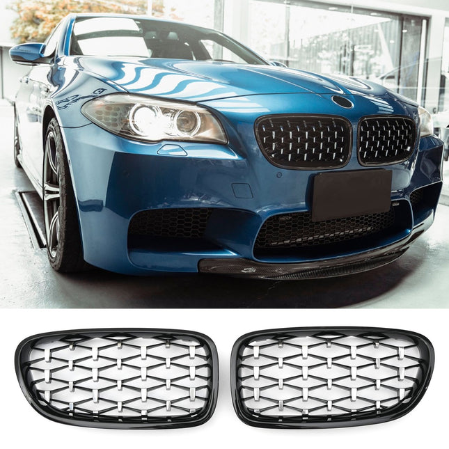 Griglia Anteriore BMW Serie 5 F10 F11 Diamante Nero Lucido Gocce Cromate