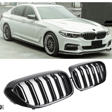Griglia anteriore doppia barra nero lucido BMW Serie 5 G30 berlina G31 touring 2017-2020