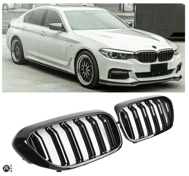 Griglia anteriore doppia barra nero lucido BMW Serie 5 G30 berlina G31 touring 2017-2020