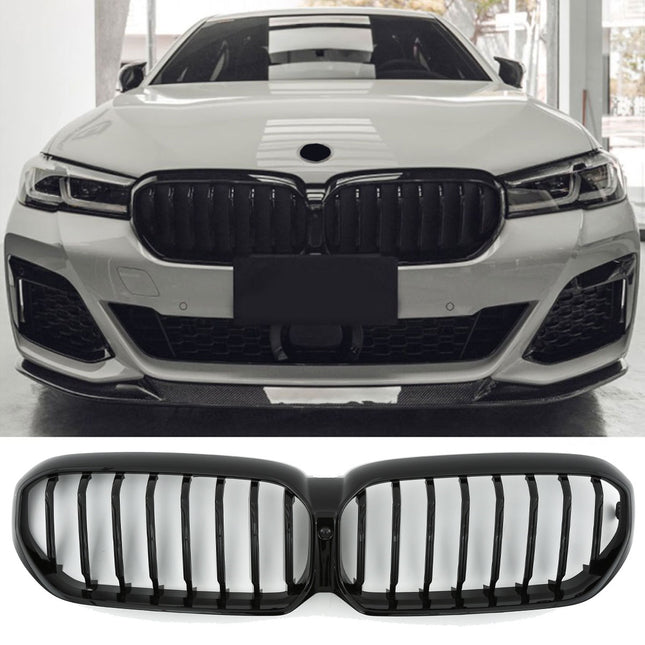 Griglia anteriore doppia barra nero lucido BMW Serie 5 G30 berlina G31 touring LCI dal 2020 singola