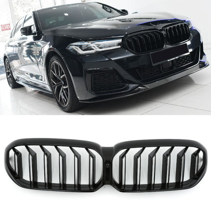 Griglia anteriore doppia barra nero lucido BMW Serie 5 G30 berlina G31 touring LCI dal 2020
