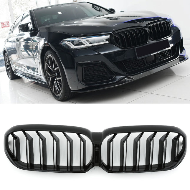 Griglia anteriore doppia barra nero lucido BMW Serie 5 G30 berlina G31 touring LCI dal 2020
