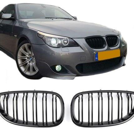 Griglia anteriore doppia barra nero lucido BMW Serie 5 E60 berlina E61 touring 2003-2010