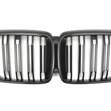 Griglia anteriore doppia barra nero lucido BMW X5 G05 LCI dal 2023 staffa