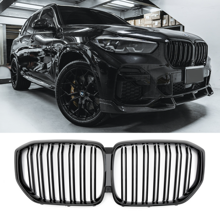 Griglia anteriore doppia barra nero lucido BMW X5 G05 pre-LCI 2018-2023 staffa