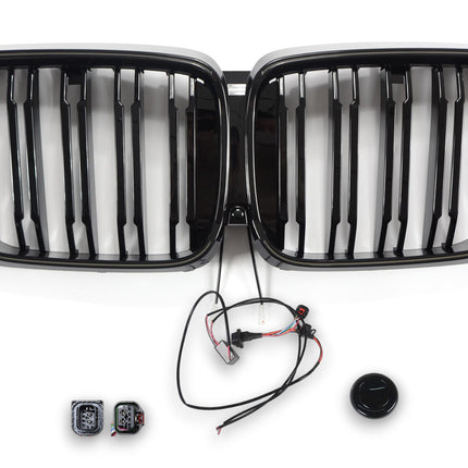 Griglia anteriore doppia barra nero lucido con cornice LED BMW X5 G05 LCI dal 2023
