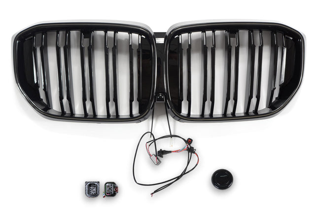 Griglia anteriore doppia barra nero lucido con cornice LED BMW X5 G05 LCI dal 2023