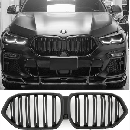 Griglia anteriore doppia barra nero opaco BMW X6 G06 dal 2018 staffa