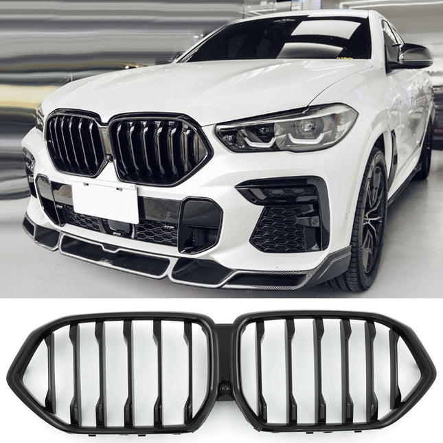 Griglia anteriore doppia barra nero lucido BMW X6 G06 dal 2018