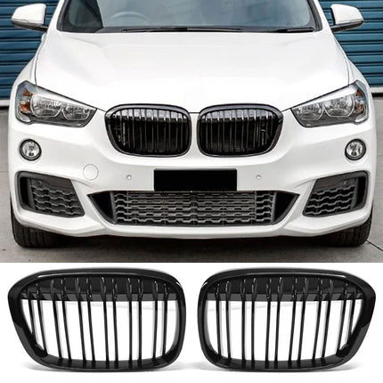 Griglia anteriore doppia barra nero lucido BMW X1 F48 2015-2019