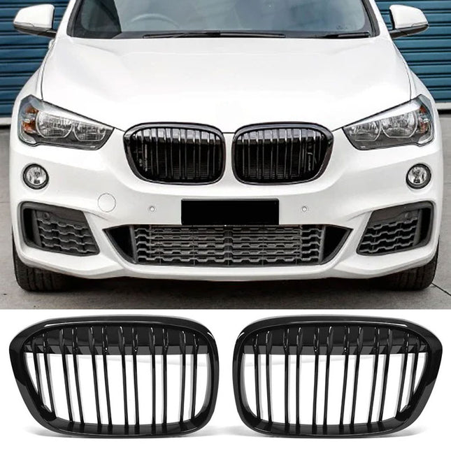 Griglia anteriore doppia barra nero lucido BMW X1 F48 2015-2019