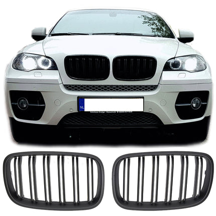 Griglia anteriore doppia barra nero opaco BMW X5 E70 X6 E71 2006-2013