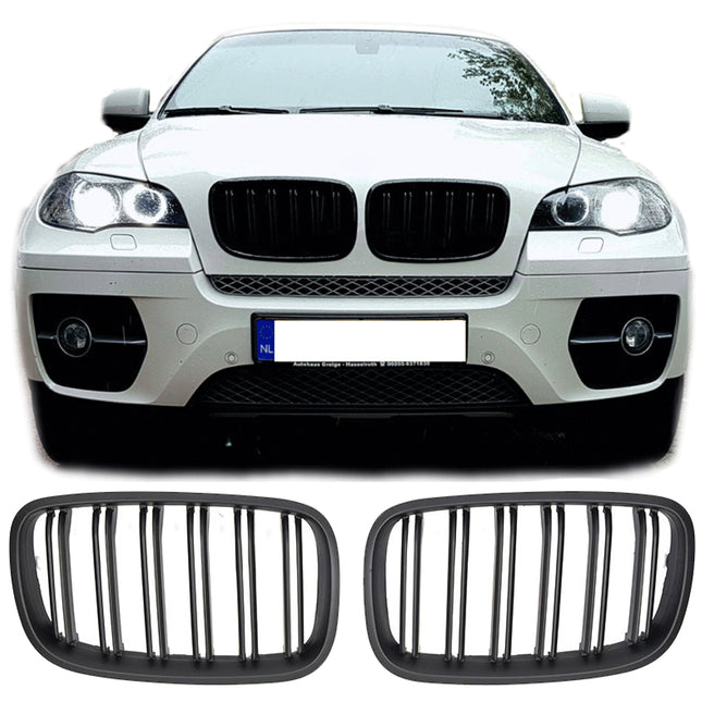Griglia anteriore doppia barra nero opaco BMW X5 E70 X6 E71 2006-2013