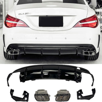 Diffusore con Terminali Neri per Mercedes CLA C117 / X117 AMG Line 2013-2019 – Look CLA45