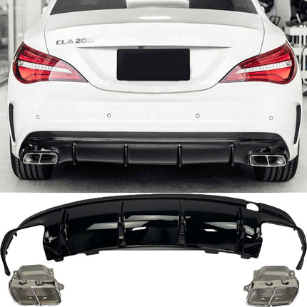 Diffusore con Terminali Cromati per Mercedes CLA C117 / X117 AMG Line 2013-2019