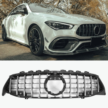 Griglia Panamericana AMG montanti cromati Mercedes CLA C118 X118 2019-2023 pre-facelift telecamera 360