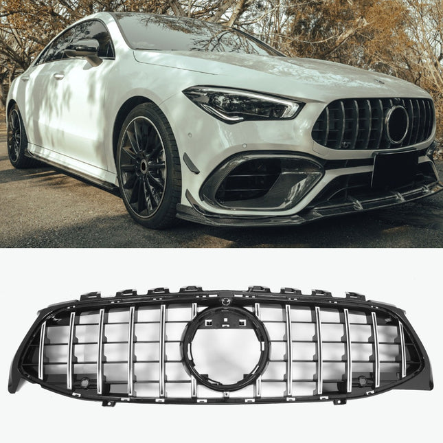 Griglia Panamericana AMG montanti cromati Mercedes CLA C118 X118 2019-2023 pre-facelift telecamera 360