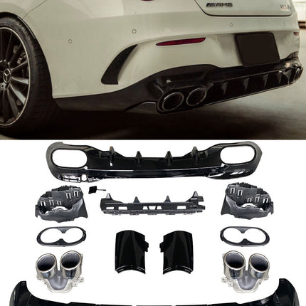 Diffusore con Terminali Cromati per Mercedes CLA C118 / X118 AMG Line 2019-2023