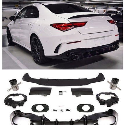 Diffusore con Terminali Neri per Mercedes CLA C118 / X118 AMG Line 2019-2023 – Look A35