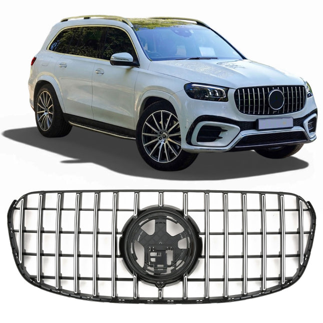 Griglia Panamericana GT montanti cromati Mercedes GLS X167 facelift dal 2023 telecamera 360