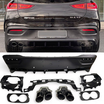 Diffusore con Terminali Neri per Mercedes GLE Coupé C167 AMG Line 2019-2023 – Look GLE 53