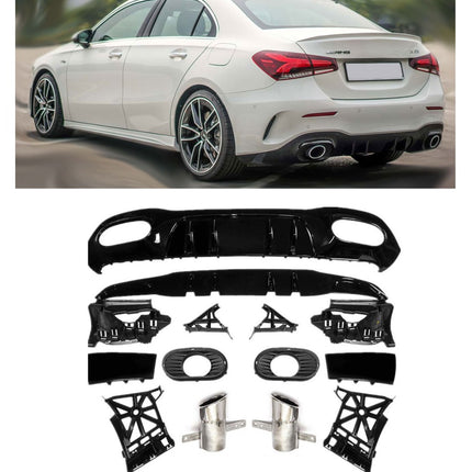 Diffusore con Terminali Cromati per Mercedes Classe A Berlina V177 AMG Line 2018-2026 – Look A35