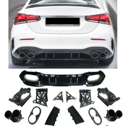 Diffusore con Terminali Neri per Mercedes Classe A Berlina V177 AMG Line 2018-2026