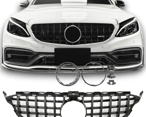 Griglia Panamericana GT nero lucido con kit montaggio V2 Mercedes W205 Classe C 2014-2021