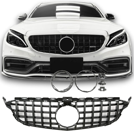 Griglia Panamericana GT nero lucido con kit montaggio V2 Mercedes W205 Classe C 2014-2021