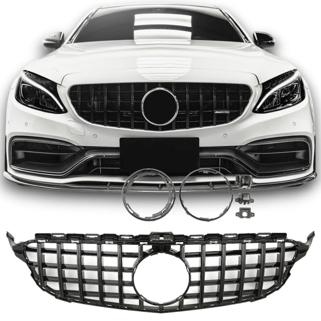 Griglia Panamericana GT nero lucido con kit montaggio V2 Mercedes W205 Classe C 2014-2021