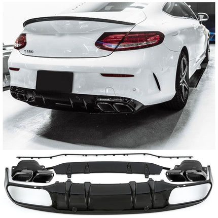 Diffusore con Terminali Neri per Mercedes Classe C Coupé C205 / Cabrio A205 AMG Line 2014-2020