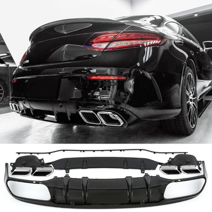 Diffusore con Terminali Cromati per Mercedes Classe C Coupé C205 / Cabrio A205 AMG Line 2014-2020