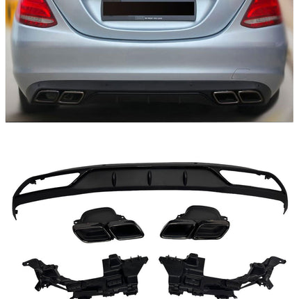 Diffusore con Terminali Neri per Mercedes Classe C W205 / S205 Avantgarde e Standard 2014-2021 – Art. 205633