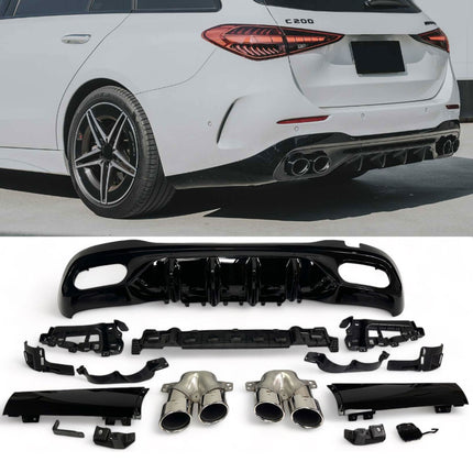 Diffusore con Terminali Cromati per Mercedes Classe C W206 / S206 AMG Line 2021-2026 – Art. 206400
