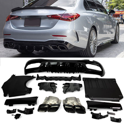 Diffusore con Terminali Neri per Mercedes Classe C W206 / S206 AMG Line 2021-2026 – Art. 206600