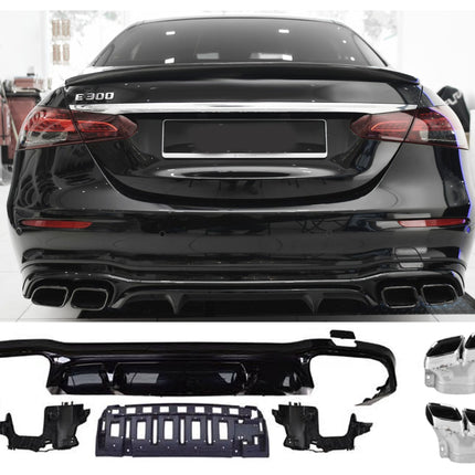 Diffusore con Terminali Cromati per Mercedes Classe E W213 Restyling AMG Line 2020-2023 – Look E63