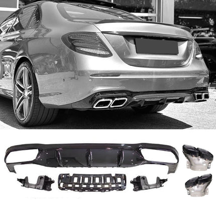 Diffusore con Terminali Neri per Mercedes Classe E W213 pre-Restyling AMG Line 2016-2020