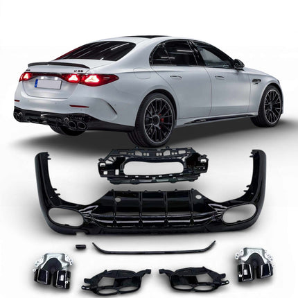 Diffusore con Terminali Neri per Mercedes Classe E W214 / S214 AMG Line 2023-2026