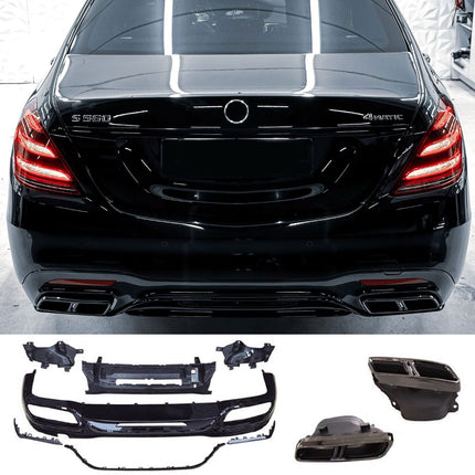 Diffusore con Terminali Neri per Mercedes Classe S W222 Restyling AMG 2017-2020