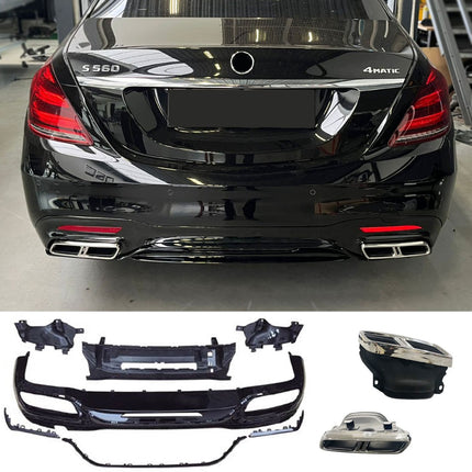 Diffusore con Terminali Cromati per Mercedes Classe S W222 Restyling AMG 2017-2020