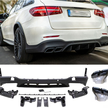 Diffusore con Terminali Neri per Mercedes GLC SUV X253 AMG Line 2015-2019