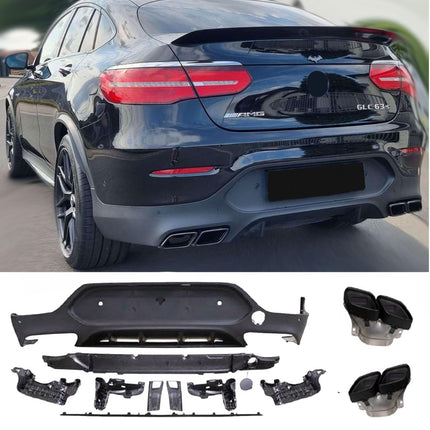 Diffusore con Terminali Neri per Mercedes GLC Coupé C253 AMG Line 2016-2019
