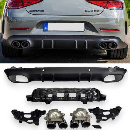 Diffusore con Terminali Cromati per Mercedes CLS C257 / X257 AMG Line 2018-2023 – Look CLS 53
